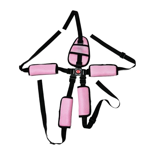 Image of Universal 5 Point Harness Baby Seat Belt, Adjustable Harness Baby Safety Strap, Safety Child Seat Belt with 5 Pad for High Chair /Pushchair /Stroller for Kids Safe Protection-Pink
