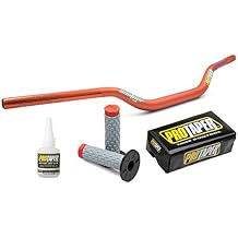 Pro Taper 2829DORANGE Orange CR High Contour handlebars & 024851 Red Pillow Top Grips with TY-5AN Grip Glue