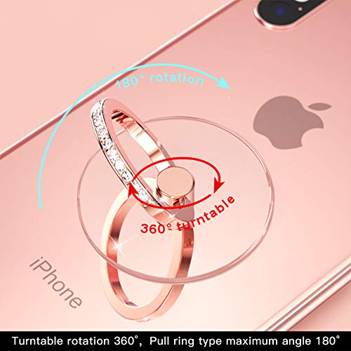 Yinhexi 2 Pcs Transparent Phone Ring Stand Holder Cell Phone Ring Holder Finger Grip 360 Degree Rotation (Rose Gold & Diamond-1) #TOP1