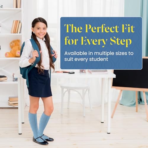 Girls School Knee High Uniform Socks – 3 Pairs - Classic Cable Knit Acrylic Sock - Seamless, Soft & Comfortable Long Socks3