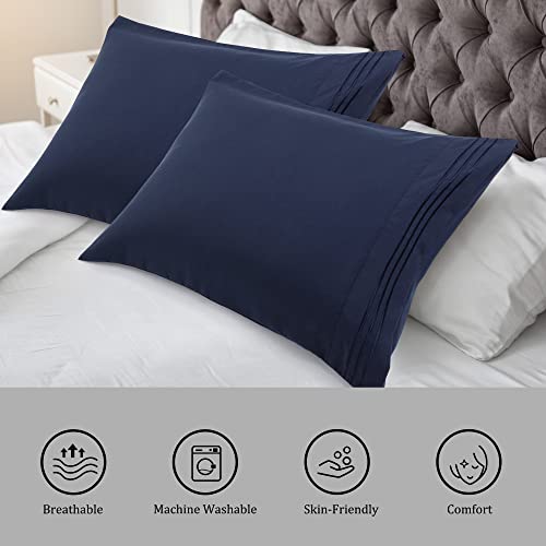 PiccoCasa Brushed Microfiber Pillowcases 2 Pack Soft and Breathable Pillow Cases with Embroidery - Image 2