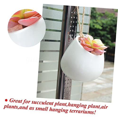 Pots céramique blanche suspendus étanches, solution pour plantes sans coulure - 5