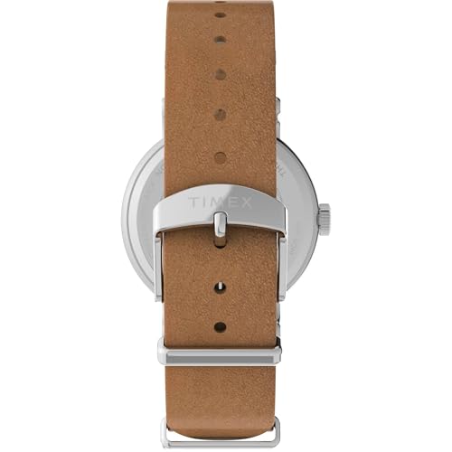Image of TIMEX Weekender Main Line Analog Watch for Unisex with White Round Dial & Brown Leather Strap Band Water Resistant Unisex Wrist Watches - TW2W86500UJ