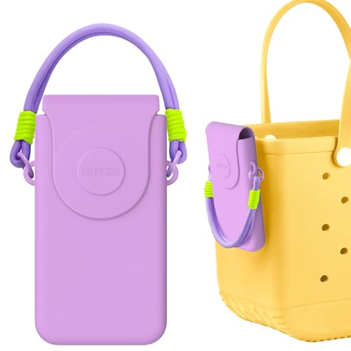 OUTXE Bogg Bag Phone Holder, Silicone Cell Phone Holder Compatible with All Bogg Bags, Cell Phones Holster for Bogg Bags, Light Purple Beach Bag Accessories for Simply Southern