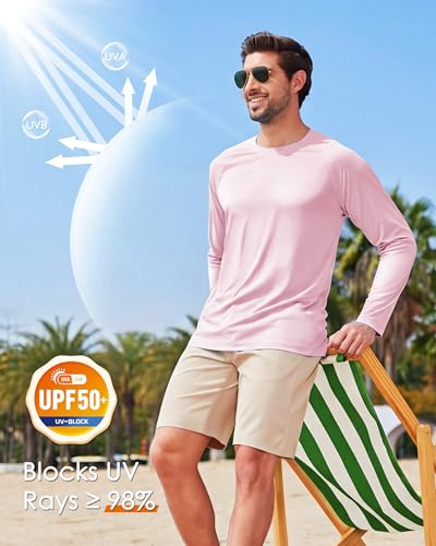 Image of Boladeci Men's UPF 50+ Sun Protection UV SPF Shirts Long Sleeve Lightweight Quick Dry Swim T-Shirts Rash Guard
