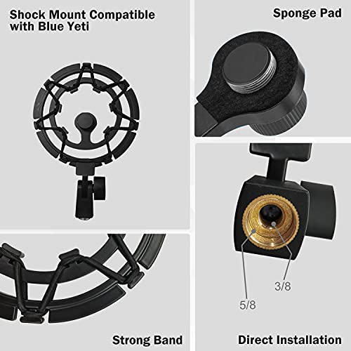 Boseen Microphone Boom Arm Stand For Blue Yeti With Shock Mount Foam Cover, Heavy Duty Boom Scissor Arm Stand For Blue Yeti, Broadcasting And Recording #TOP1