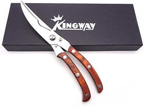Best Large Heavy Duty Poultry Shears Chef and Cook Approved, Paka Wood Handle Kitchen Shears for Poultry and bone , Cutting Chicken ,Barbeque, Even Metal Cutting ,with High Grade Gift Box