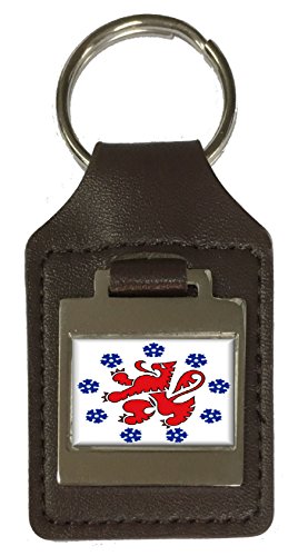 Porte-clés en cuir gravé drapeau de la communauté allemande, accessoire de rangement