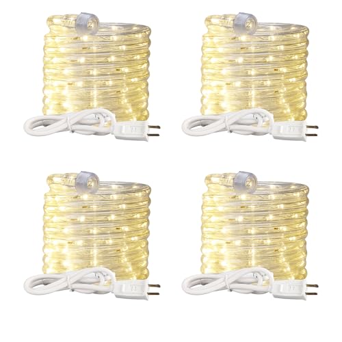 LED Light Rope, 48ft Waterproof Flexible Strip Lights, Indoor/ Outdoor, Connectable 2700K Warm White Landscape Tube Lighting for Bedroom, Home Decor, Garden, Patio, Porch, Yard, Deck, Party Holiday