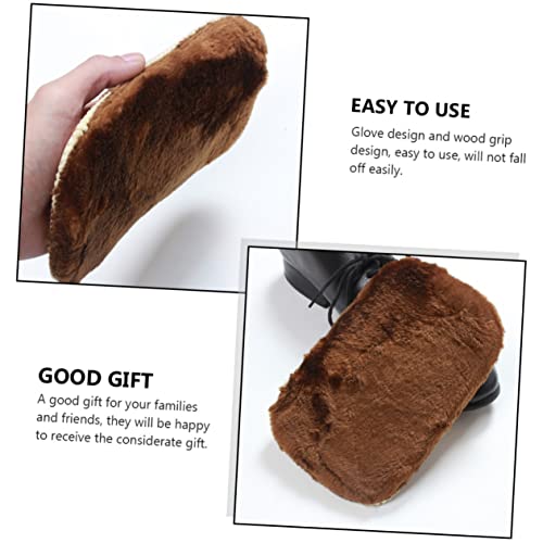 Gririw 2Pcs Leather Care Set Cleaning Kits Gloves For Cleaning Horsehair Shoe Brush Leather Sofa Maintenance Tools Leather Polish Dauber Plush Mitt And Car Interior Cleaning Tools Wooden #TOP3