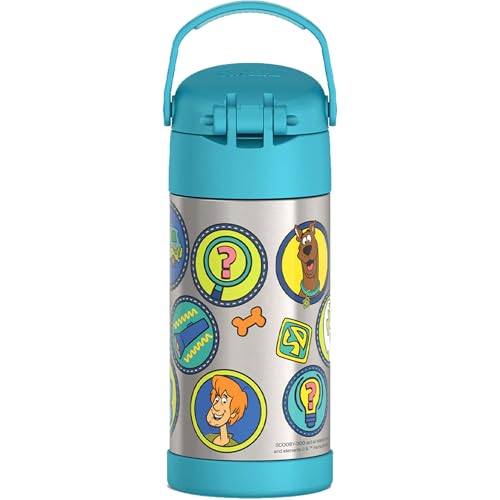 Image of THERMOS FUNTAINER Water Bottle with Straw - 12 Ounce - Kids Stainless Steel Vacuum Insulated Water Bottle with Lid, Scooby-Doo