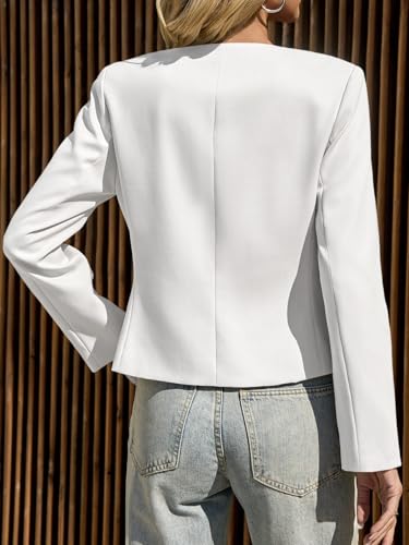 Cicy Bell Womens Cropped Blazer Jacket Long Sleeve Work Trendy Casual Tops Double Buckle Collarless Jackets3