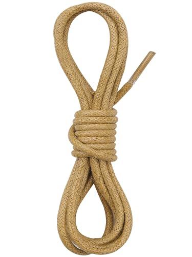 Gendewiner 1 Par 150 cm Marrón claro Cordones de Cuero Encerado Redondos 2.5 mm Delgados para Zapatos de Cuero Oxford Formales Doc Martens Salomon