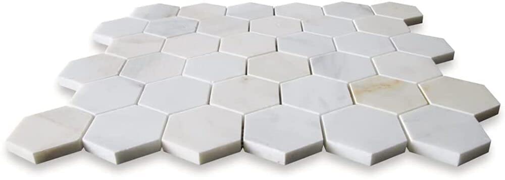 Tenedos Calacatta Gold Marble 2 Hexagon Mosaic Tile Honed Finish 1 Sheet for Kitchen Backsplash Bathroom Floor Shower Fireplace Spa Wall or Accent Design product thumbnail 5