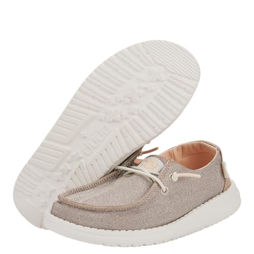 Image of HEYDUDE Girl's Youth Wendy Metallic Sparkle Slip On Loafer | Glitter Upper