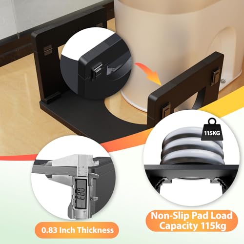 Image of Folding Toilet Stool 7 inch&9 inch Adjustable, Black Poop Stool for Adults & Kids