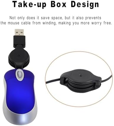 Miniatura 2 de Generic Mini mouse USB con cable, pequeños y ligeros ratones de viaje con cable retráctil, Plug & Play 1600 DPI para PC, computadora, laptop,