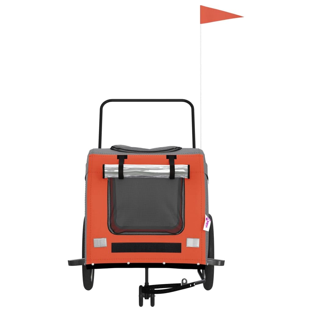 Homgoday Remolque de bicicleta para animales naranja y gris Oxford y hierro, mueble carro para perro, carro para bicicleta, carro para perros, transportín perro bicicleta modelo 93858