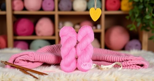 Image of M.G ENTERPRISE Brilon Deep Pink (400 gm) Wool Hank Hand Knitting Wool /Art Craft Soft Fingering Crochet Hook Yarn, Needle Knitting Yarn Thread dye IA