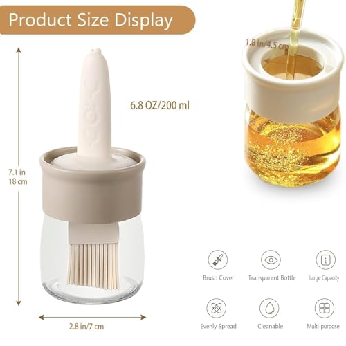 Image of PANCA Oil Dispenser Bottle With Silicone Brush 200ML - Leakproof Transparent Jar for Cooking, Baking, BBQ | Versatile Container With Brush (Yellow)