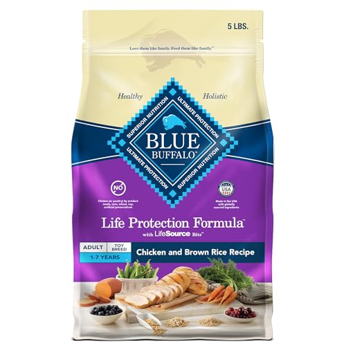 Blue Buffalo Life Protection Formula Toy Breed Adult Dry Dog Food, Supports High Energy Needs, Made with Natural Ingredients, Chicken & Brown Rice Recipe, 4-lb Bag