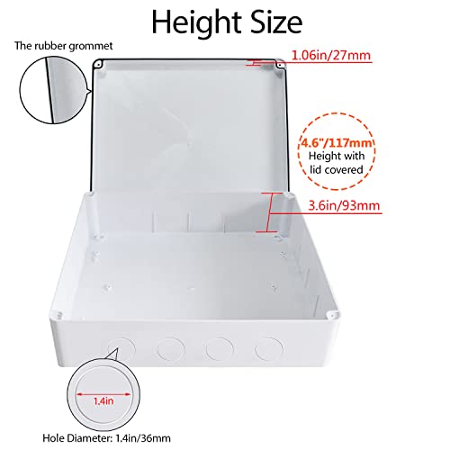 LeMotech Junction Box, Electrical Box IP65 Water Resistant Dustproof ABS Plastic Project Enclosure for Electronics White 15.7 x 13.8 x 4.7 inch