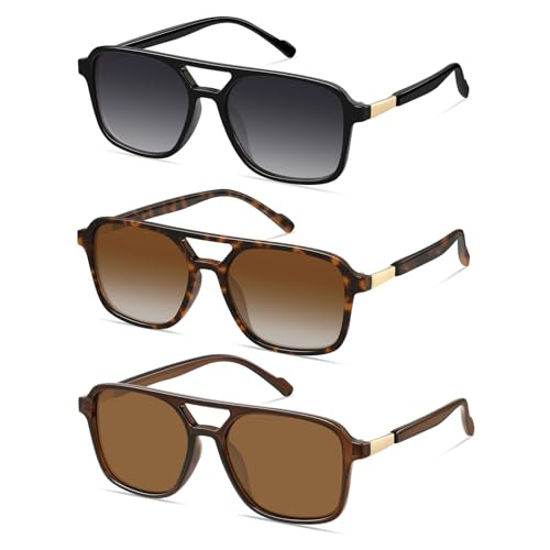 Image of GRFISIA Retro Aviator Sunglasses for Women Men Trendy Rectangle Womens Mens Sun Glasses Shades for Driving Vacation UV400