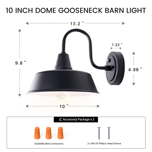 Goalplus 10" Dusk To Dawn Gooseneck Barn Light Exterior, Industrial Farmhouse Wall Porch Light In Matte Black With White Interior, Outdoor Sconce Light For Patio, Garage, 1 Pack, Lmms2206 #TOP6