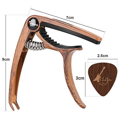 Anpro capodastre guitare ,Capo de guitare en grain de bois Avec 6 Mediators Unique , pour Guitare Acoustique et… - Les Beatles, Paul McCartney, John Lennon, RIngo Starr, George Harrison Anpro capodastre guitare ,Capo de guitare en grain de bois Avec 6 Mediators Unique , pour Guitare Acoustique et… – Image 3