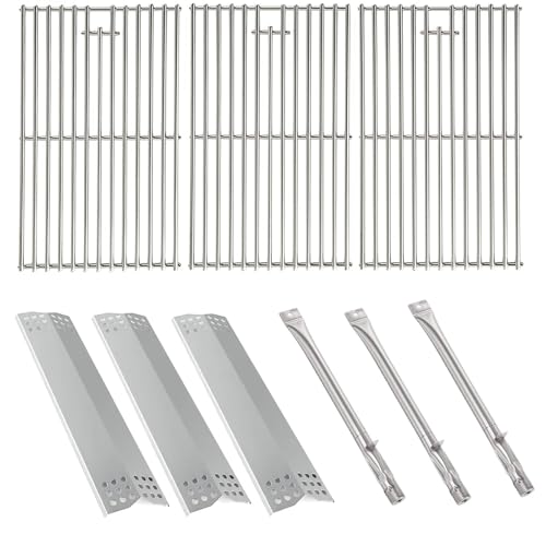 BBQ-PLUS Grill Replacement Part Kit for Kitchen Aid 3-Burner Grill 720-0787D 730-0787D 720-0953 730-0953 720-0953L 7mm Solid Stainless Steel Cooking Grates Burner Heat Plates