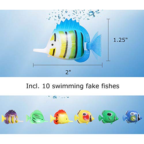 YUDA Upgrade 4ft Sensory Bubble Tube W/Extra Stable Base and 10 Fake Fishes RF Remote W/ 7 Changing Light Colors, Bubble Fish Lamp Aquarium Column Stand for Sensory Room Kids Bedroom… - Thumbnail 4