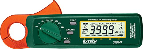 Image of Extech 380947 400A True RMS AC /DC Mini Clamp Meter | 1mA resolution, frequency to 10kHz, bargraph, auto zero, min /max, data hold, battery, case