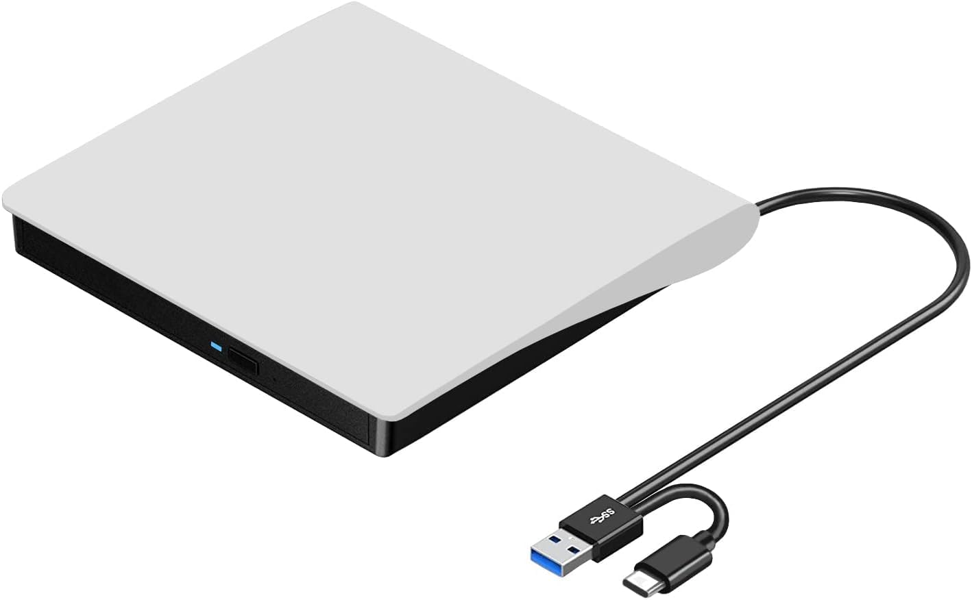 External DVD Drive USB 3.0/Type-C, Portable CD/DVD Burner Reader Writer for Laptop, Desktop, MacBook, Windows/Linux/Mac OS (White)-picture-33