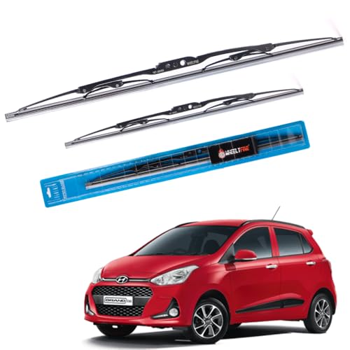 Image of Windshield Car Wiper Blades Metal Frame Water Repellant Cleaning Wiper Blades Refills Best for Hyundai I10 Grand (2013 Onwards) Dr 22 inch /Pa 16 inch