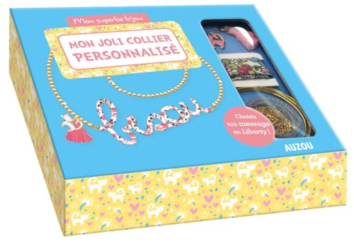 Mon joli collier personnalisé - Mon superbe bijou: Avec du ruban en liberty, du fil métallique, 1 pompon rose, 1 charm chat, 1 chaîne boules, des anneaux de raccord