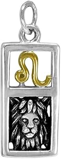 Sterling Silver Leo the Lion Zodiac Charm with 14 Carat Gold Plating