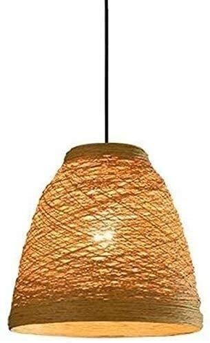 Abat-jour en rotin tissé et chanvre pour plafond rétro beige
