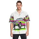 GuoChe Car Graffiti Graphic - Camisa hawaiana de manga corta con botones para hombre, ropa deportiva, Gráfico de graffiti para coche, Large