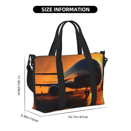 Airplane At Sunset Print Hand Travel Bag,Gym Bag,Weekend Travel Overnight Bag,Tote Bag Sports Bag For Women Men2