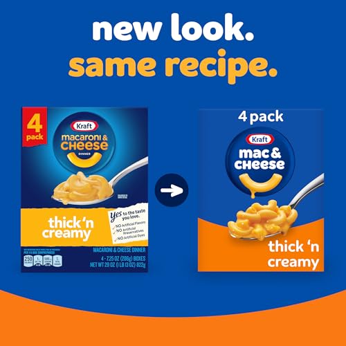 Kraft Thick \'n Creamy Macaroni & Cheese Dinner (4 ct Pack, 7.25oz Boxes)