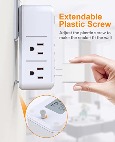 2 Pack Eygde Multi Plug Outlet Extender Surge Protector 1700J, Wall Power Strip With Rotating Plug & 4 Usb Charging Ports (1 Usb C), 3 Side Swivel Outlet Splitter With 6 Spaced Sockets For Home Office #TOP4