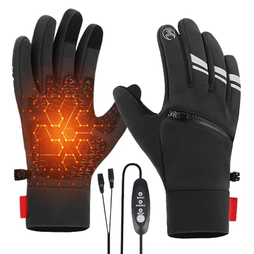 Guantes Térmicos Recargables - Niveles De Calor Guantes Eléctricos Con Bolsillos Y Compatibles Con Pantallas Táctiles | Manoplas Calefactables Para Deportes De Invierno Senderismo Caza Motociclismo,Ca