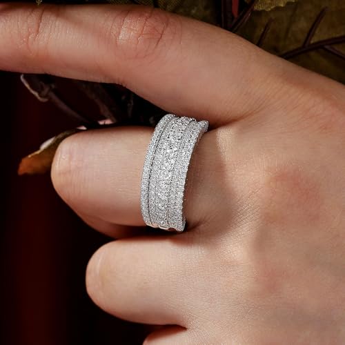 Wuziwen Moissanite Wedding Bands for Women Multi-Row Eternity Rings Size 10 by Wuziwen - Used condition - Image 4