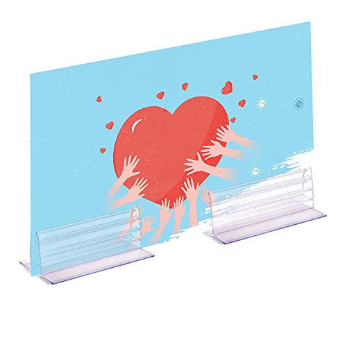 Soujoy 50 Pack Self Adhesive Sneeze Guard Holder, 3'' X 1.6'' Acrylic Panels Holder Clip, Glass Sign Holder Stand, Desk Dividers Privacy For 0.1 To 5Mm Thick #TOP6