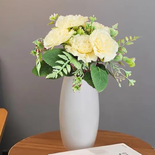Image of SATYAM KRAFT 1 Bunch Artificial Carnation Flower Stick for Home Decor, Bedroom, Living Room, Balcony, Office Desk, Wedding, Marriage Decoration, Gift, Festival, Shelf & Corner Decoration (Off-White)