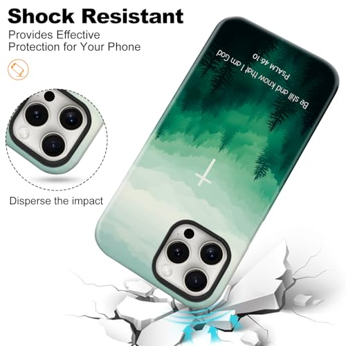 flewfun Magnetic for iPhone 15 Case Christian Cross Camo Phone Case, Shockproof Slim Soft TPU and Hard PC Protective Cases Compatible with MagSafe Protective for Religious Boy Men Women, Green by flewfun - Used condition - Image 6