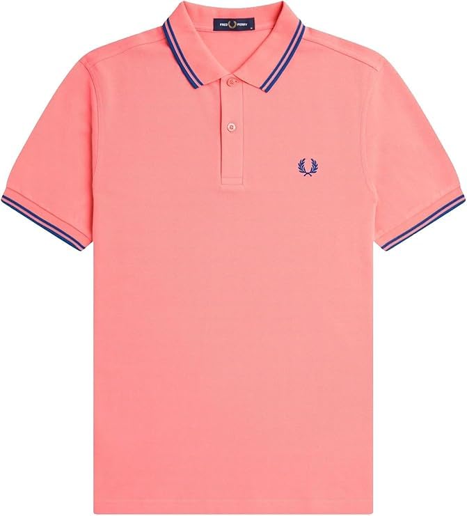 Piquet di cotone 100% Fred Perry Slim Fit Twin Tipped Polo, Rosa, XL