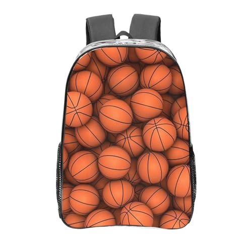 YXDVPALNE Baloncesto naranja,Mochila informal de 16 pulgadas, transparente, resistente al agua, para la escuela