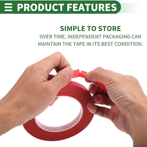 Image of Motoforti Universal Painters Tape Masking Master Tape 0.15cm /0.3cm /0.6cm /1.2cm /1.9cm x 55m Easy Removal Crepe Paper Red 5 Pcs