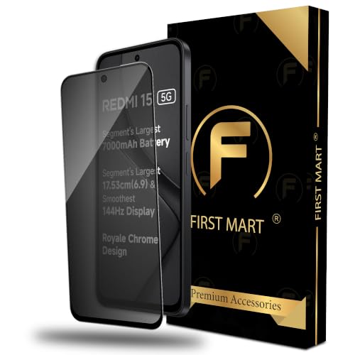 Image of FIRST MART Privacy Tempered Glass for Redmi 15 & Poco M7 Plus | Anti-Spy Screen Protector, Edge-to-Edge 9H Scratch Protection, Case-Friendly, Bubble-Free | Pack of 1